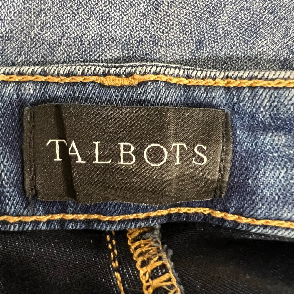 Talbots Jeans Womens 8 Blue Jegging Crop Stretch Denim Cotton Blend‎ Whiskers - Picture 7 of 16